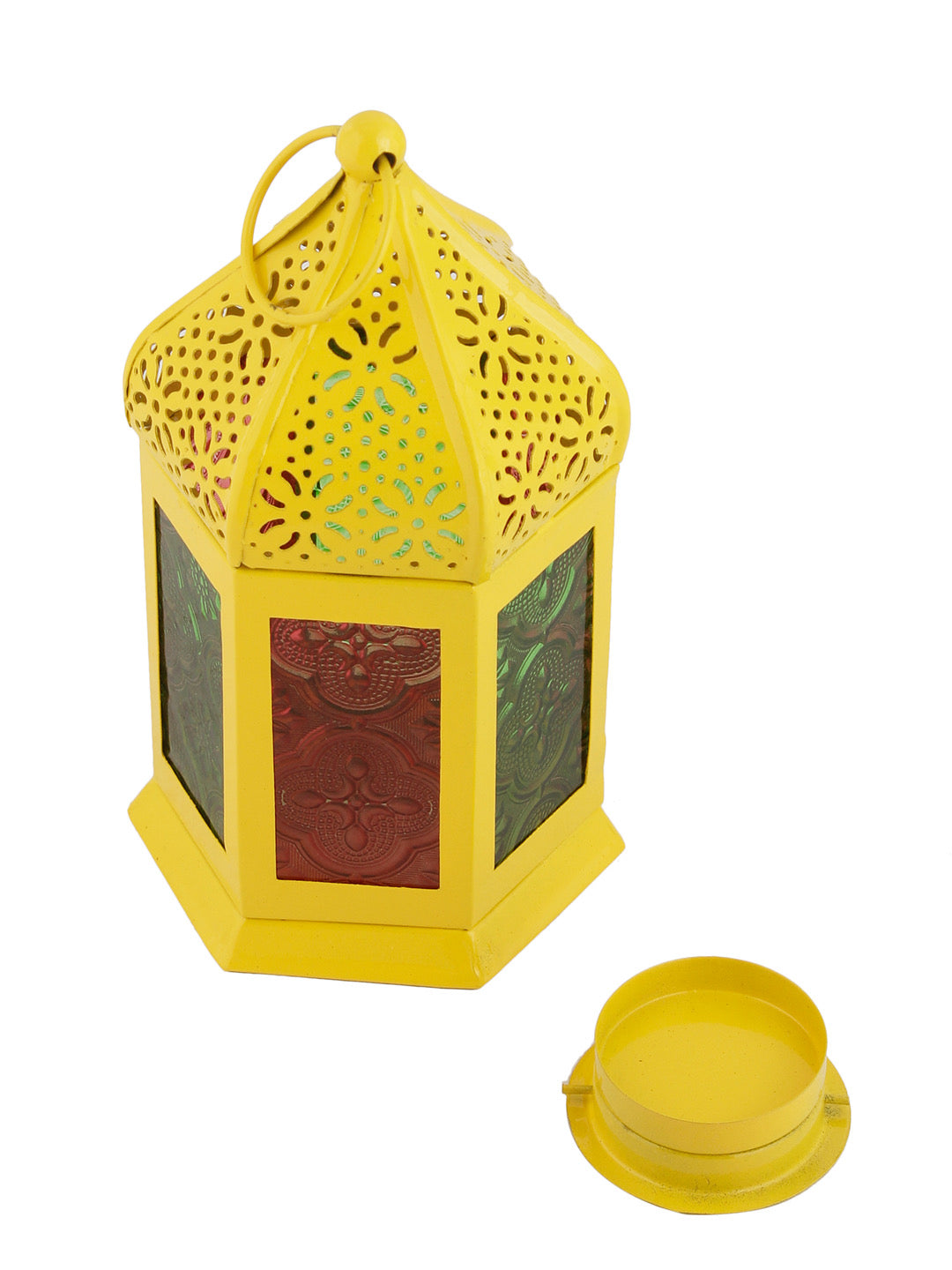 Yellow Metal & Glass Morrocan Lantern - Default Title (LAM22912YE)