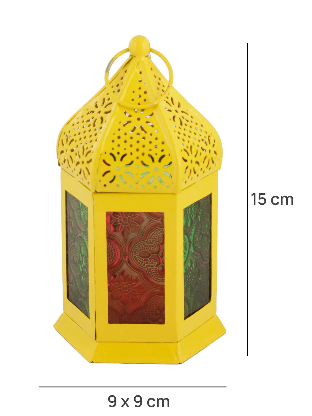 Yellow Metal & Glass Morrocan Lantern - Default Title (LAM22912YE)