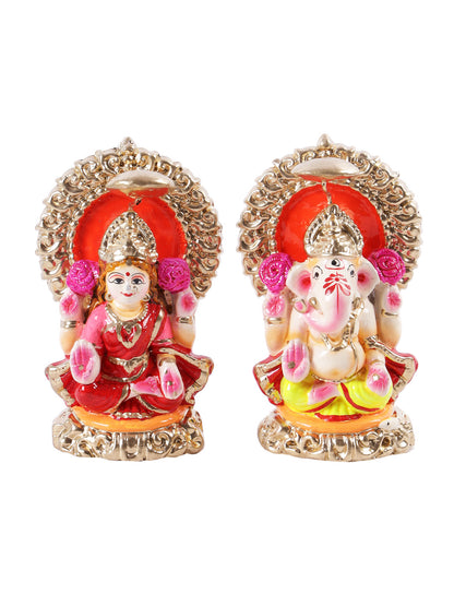 Golden Throne handcrafted Laxmi Ganesh idol set - Default Title (LG2205)