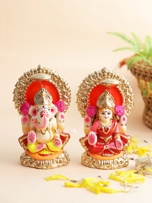 Golden Throne handcrafted Laxmi Ganesh idol set - Default Title (LG2205)