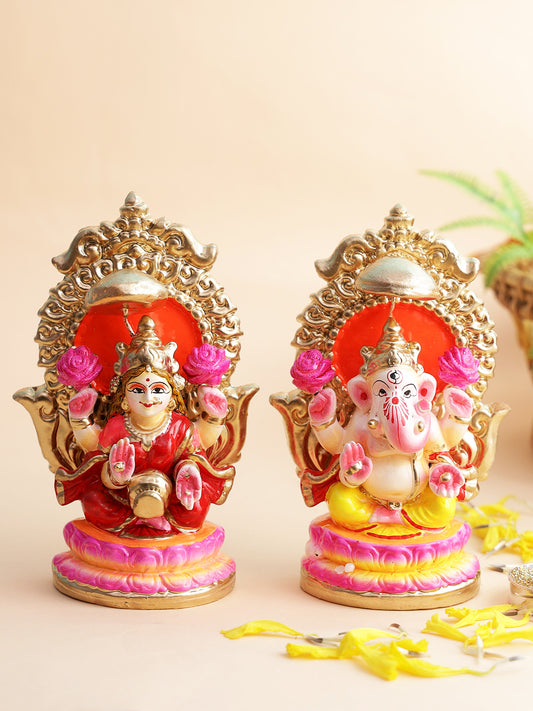 Laxmi Ganesh Idol Set Sitting on Throne - Default Title (LG2207)