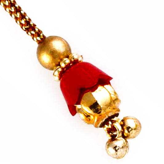 Aapno Rajasthan Golden Bells Studded Beautiful Lumba Rakhi - Default Title (LM171165)