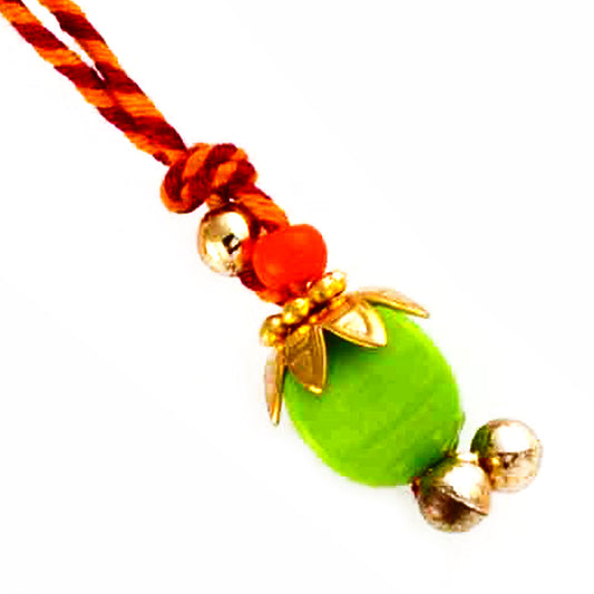 Aapno Rajasthan Simple & Elegant Green Bead Studded Lumba Rakhi - Default Title (LM171166)