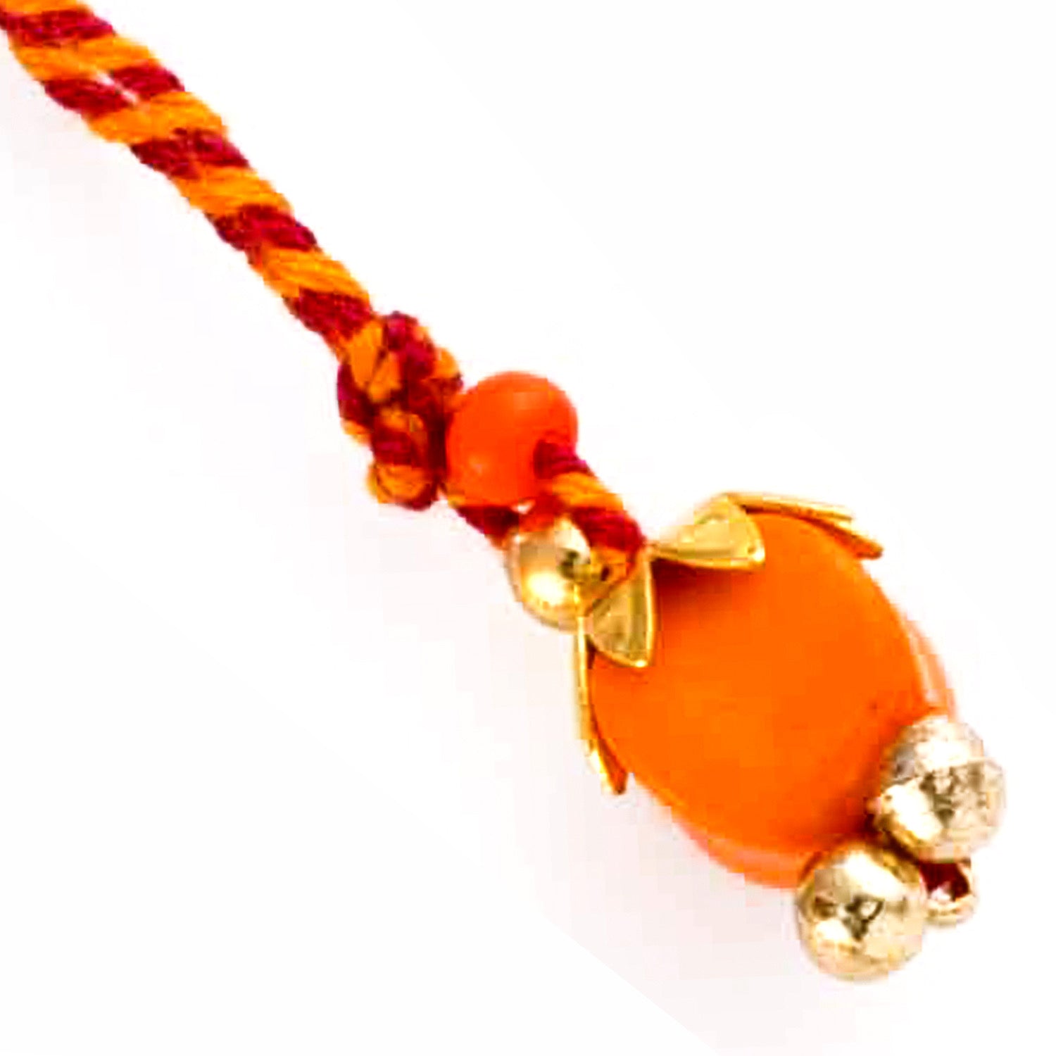 Aapno Rajasthan Elegant & Charming Orange Bead Studded Lumba Rakhi - Default Title (LM171167)