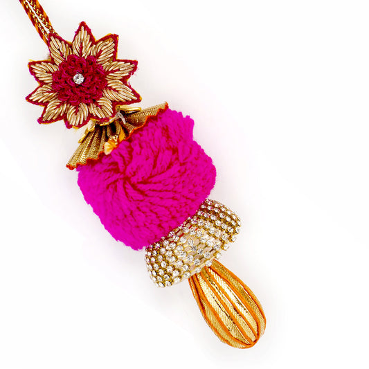Aapno Rajasthan Pink Cotton Bead Embellished Lumba Rakhi - Default Title (LM171172)