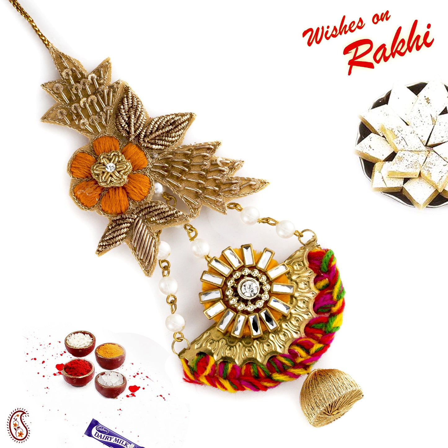 Aapno Rajasthan Intricate Resham and Zardosi work Lumba Rakhi - Default Title (LM18235)
