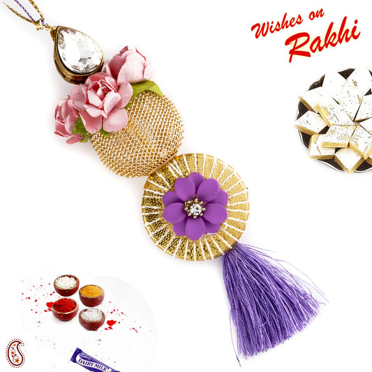 Aapno Rajasthan Lovely Fuschia Shade Stone Studded Lumba Rakhi - Default Title (LM18238)