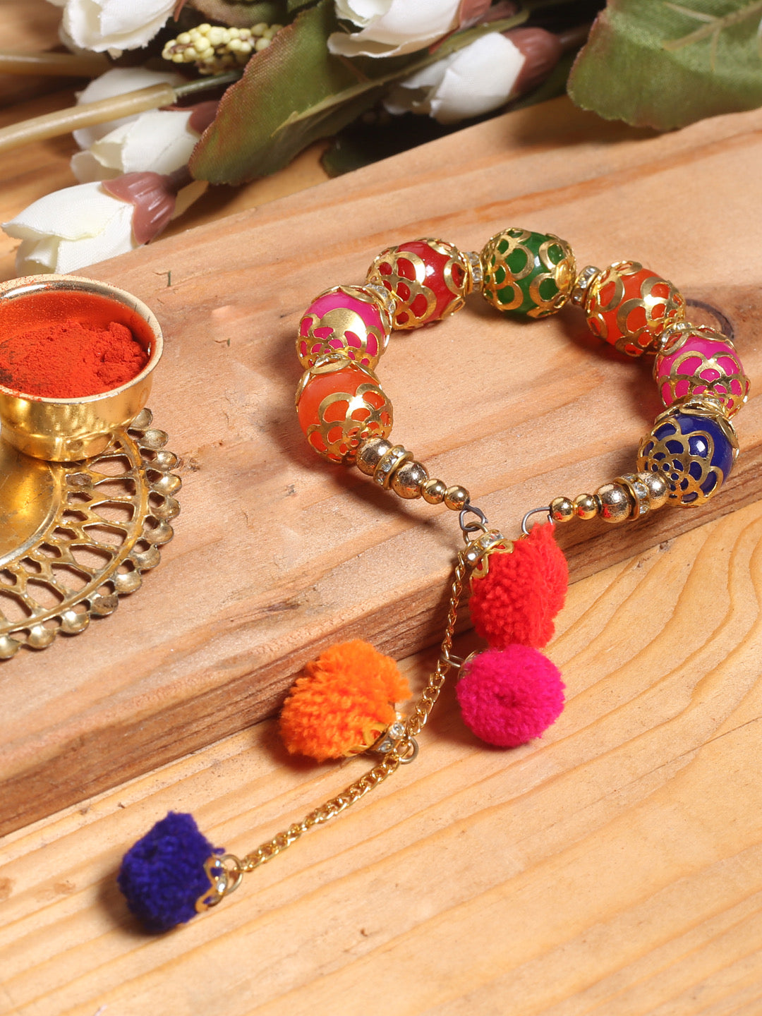 Colorful Beaded Pom-Pom Bracelet Lumba - Default Title (LM2121)