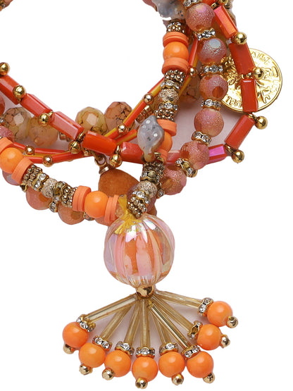 Brown & Orange Beads Bracelet Rakhi - Only Rakhi (LM22910)