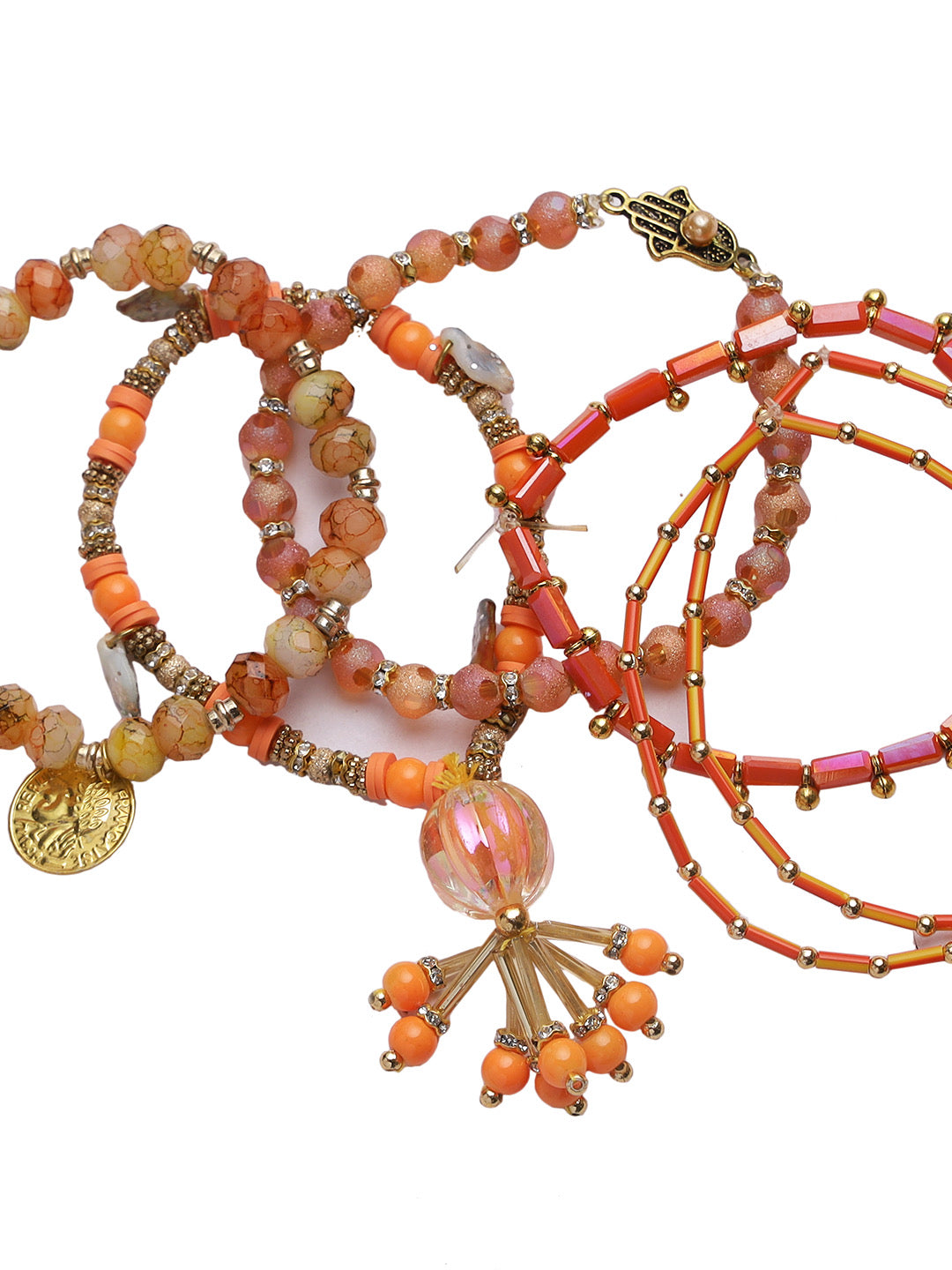 Brown & Orange Beads Bracelet Rakhi - Only Rakhi (LM22910)