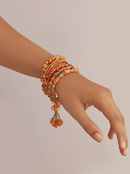 Brown & Orange Beads Bracelet Rakhi - Only Rakhi (LM22910)