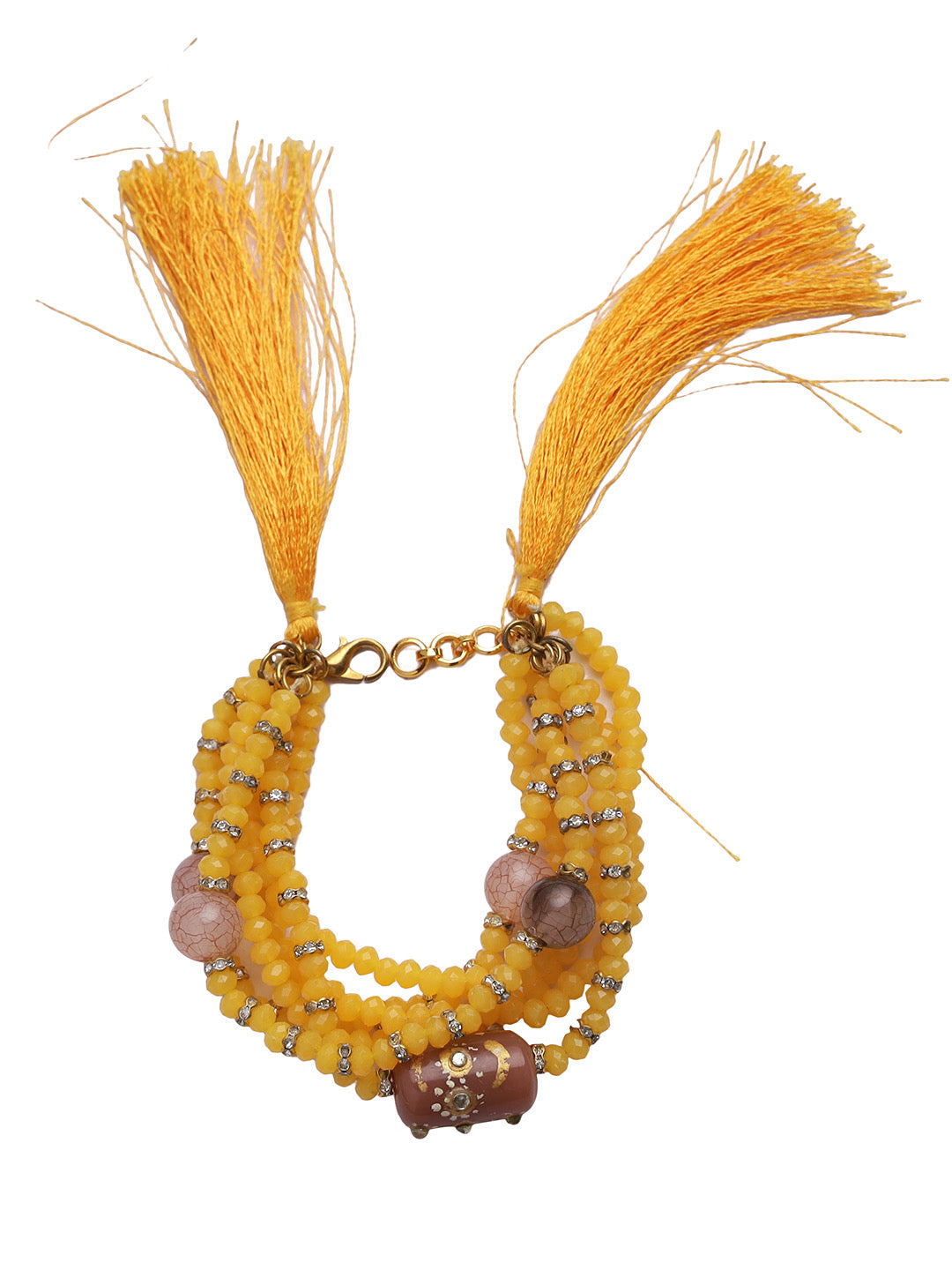 Yellow Beaded Lumba/ Bracelet Rakhi - Only Rakhi (LM22911)