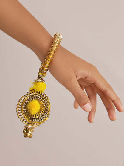 Yellow & Golden Lumba Rakhi - Only Rakhi (LM22916)