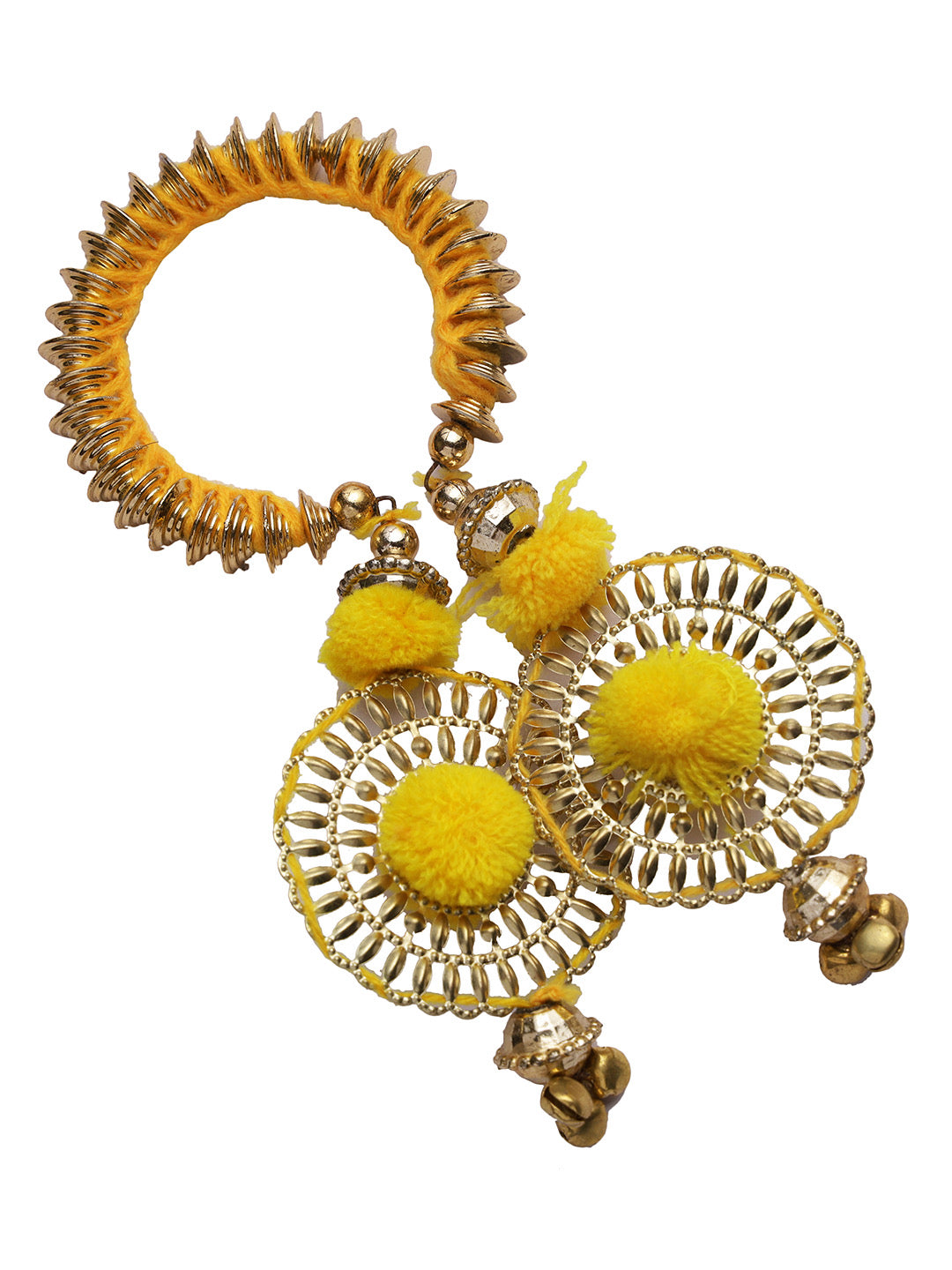 Yellow & Golden Lumba Rakhi - Only Rakhi (LM22916)