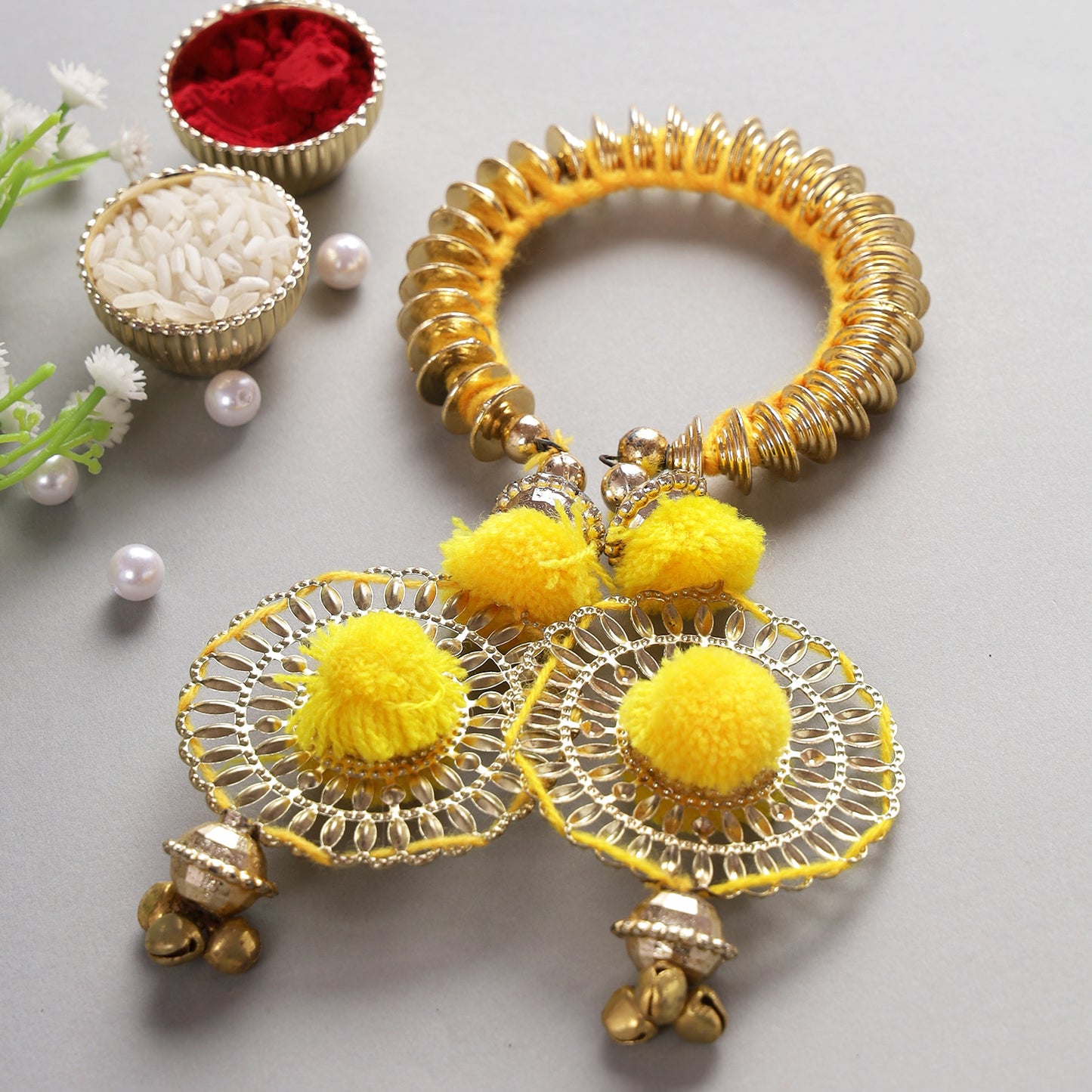 Yellow & Golden Lumba Rakhi - Only Rakhi (LM22916)