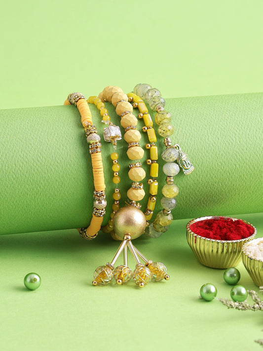 Yellow Lumba Bracelet Rakhi - Only Rakhi (LM22917)
