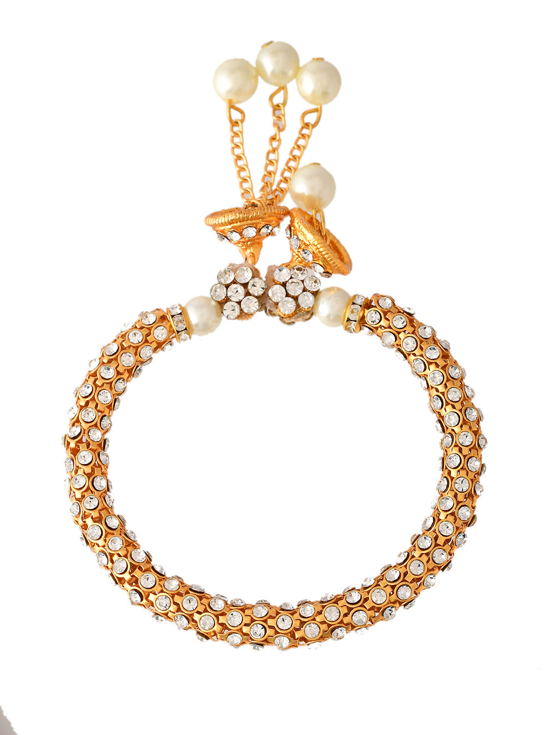 Kundan & Pearl Embellished Elegant Lumba Bracelet Rakhi - Only Rakhi (LM2305)