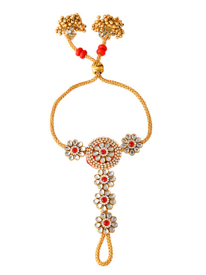Kundan & Beads Crafted Traditional Wristlet Rakhi with Extended Ghungroo. - Only Rakhi (LM2311)