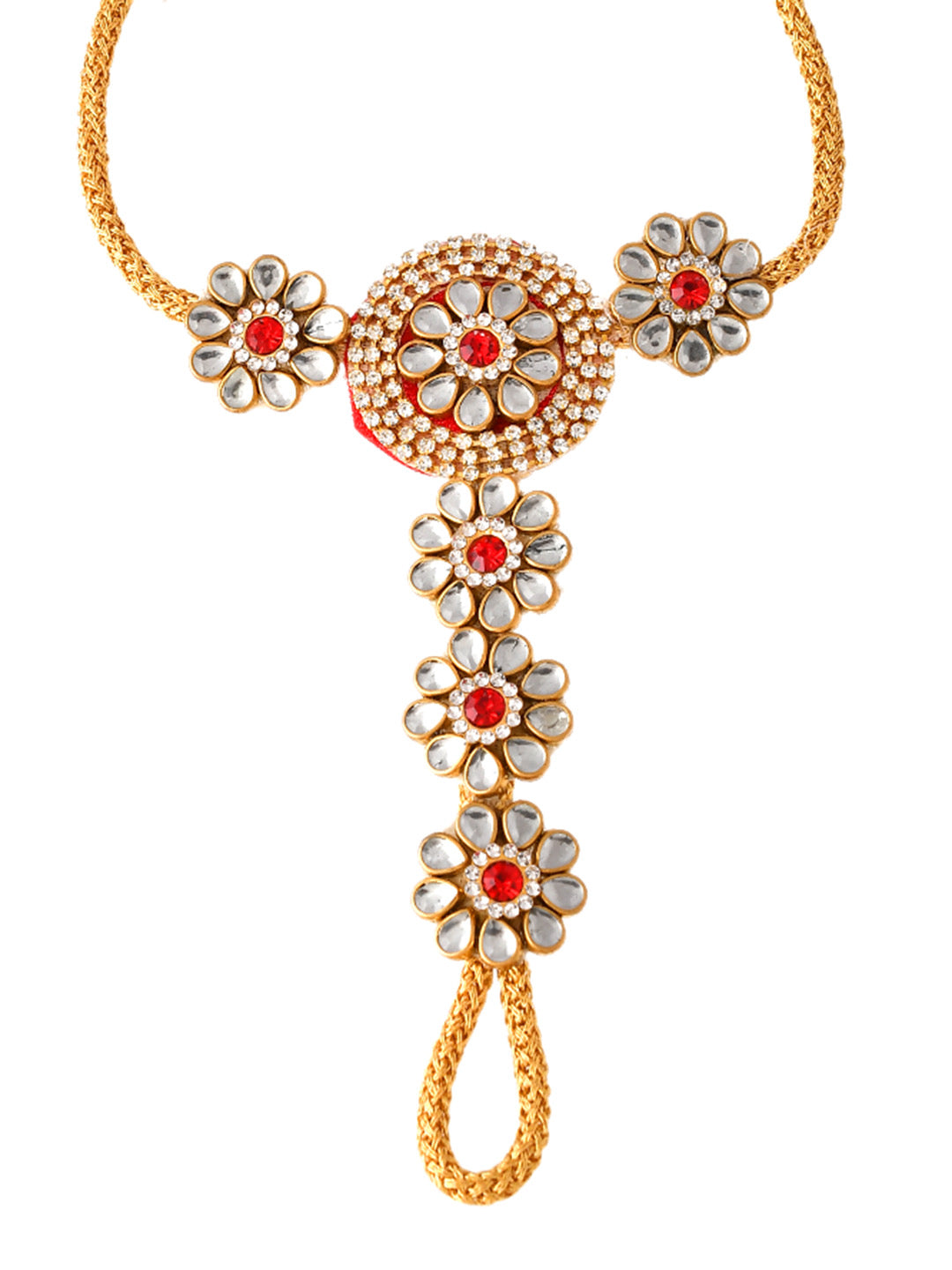 Kundan & Beads Crafted Traditional Wristlet Rakhi with Extended Ghungroo. - Only Rakhi (LM2311)