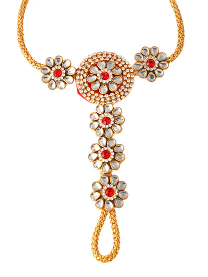 Kundan & Beads Crafted Traditional Wristlet Rakhi with Extended Ghungroo. - Only Rakhi (LM2311)