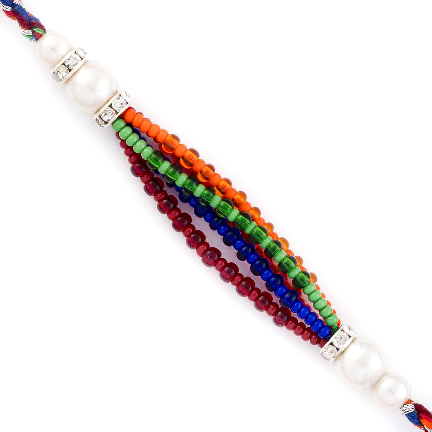 Aapno Rajasthan White Pearl & Multicolor Beads Studded Rakhi - Default Title (PRL17501)