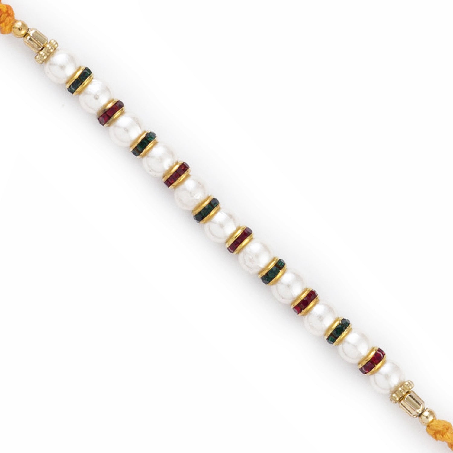 Aapno Rajasthan Red & Green Crystals & White Pearl Rakhi - Default Title (PRL17506)