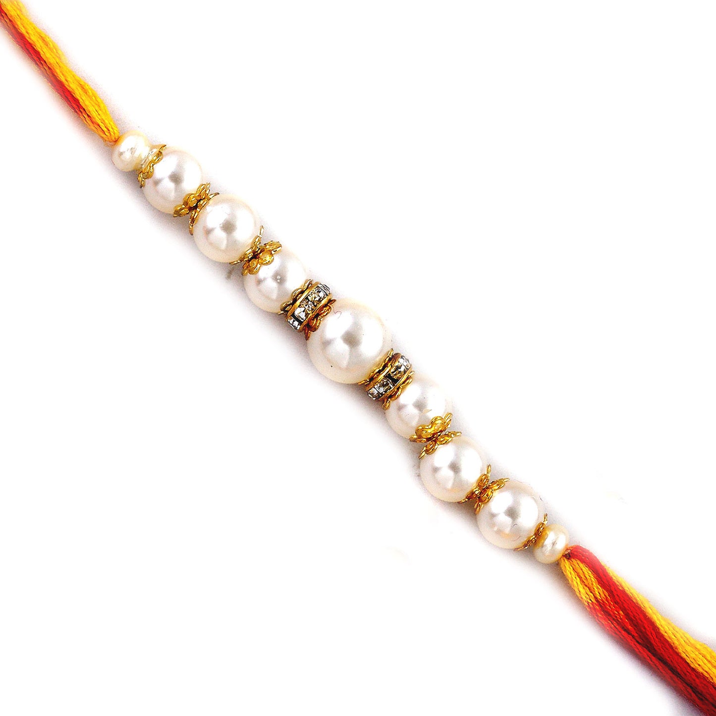 Aapno Rajasthan Pure Pearl and White Stone Hoops Rakhi - Default Title (PRL17519)