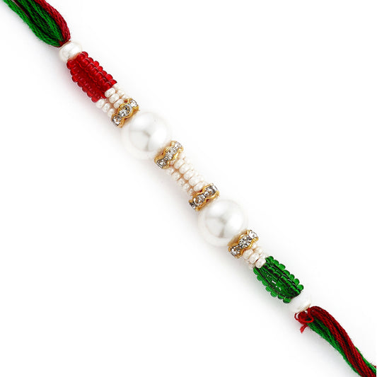 Aapno Rajasthan Round Pearl Rakhi with coloured Beads - Default Title (PRL17520)