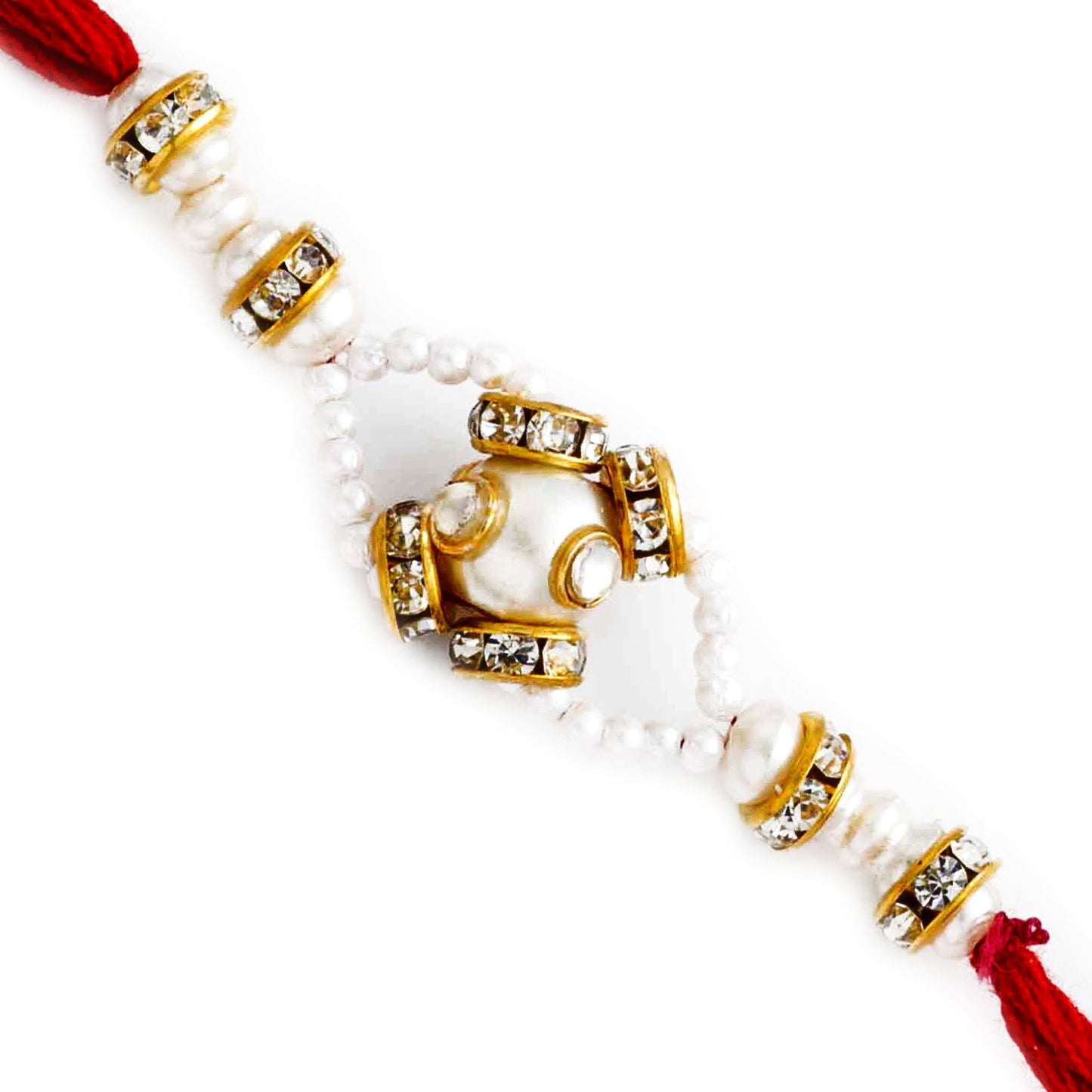 Aapno Rajasthan Charming AD Studded Pearl Rakhi - Default Title (PRL17524)