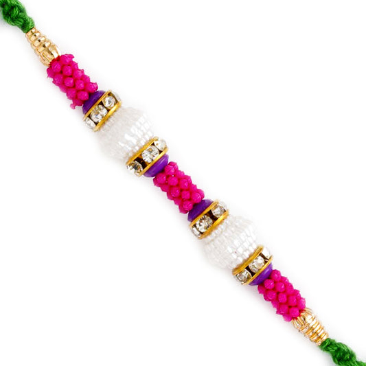 Aapno Rajasthan Pink Beads Embellished Pearl Rakhi - Default Title (PRL17525)