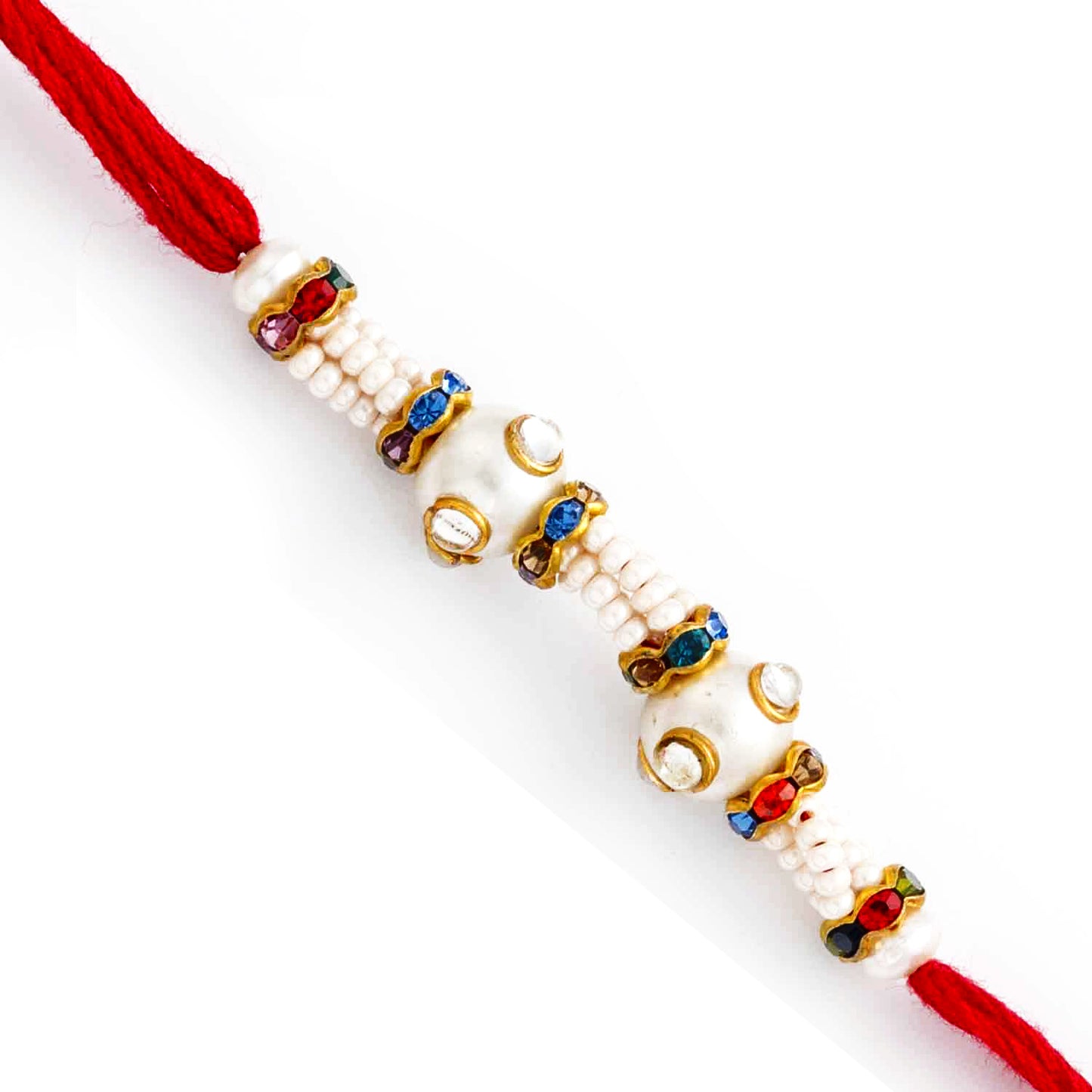 Aapno Rajasthan Pearl & Crystal Beads Embellished Designer Rakhi - Default Title (PRL17526)
