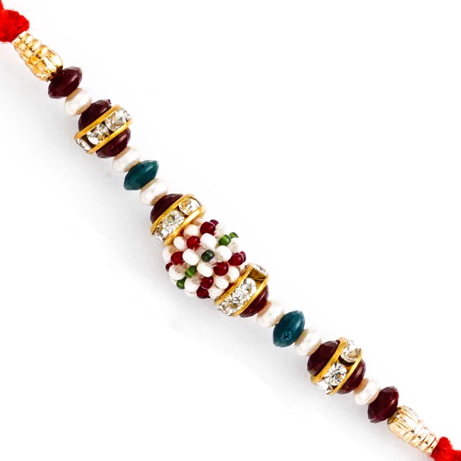 Aapno Rajasthan Multicolor Tiny Beads & Pearl Studded Rakhi - Default Title (PRL17527)