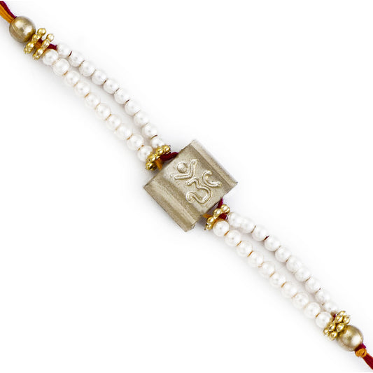 Aapno Rajasthan OM Rakhi with Freshwater White Pearls - Default Title (PRL17533)