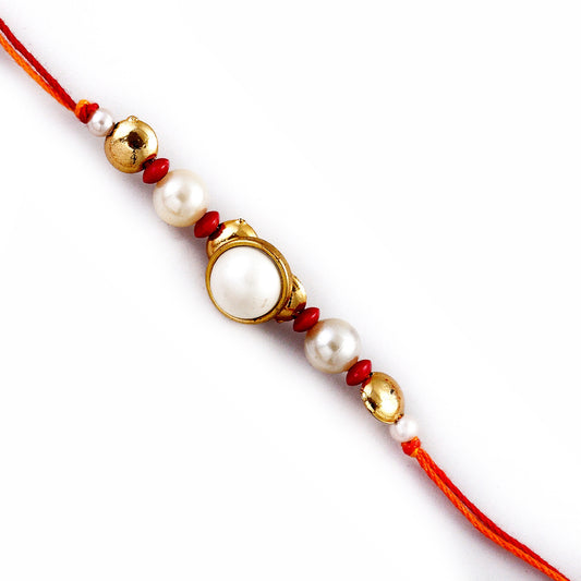 Aapno Rajasthan Pearl and Gold Beads Handcrafted Mauli Rakhi - Default Title (PRL17535)