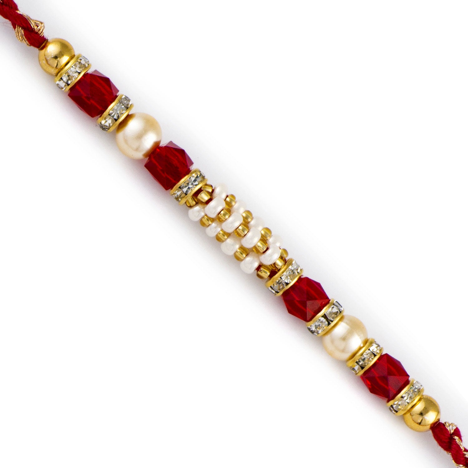 Aapno Rajasthan Multi Pearl String Rakhi Embellished with AD - Default Title (PRL17580)
