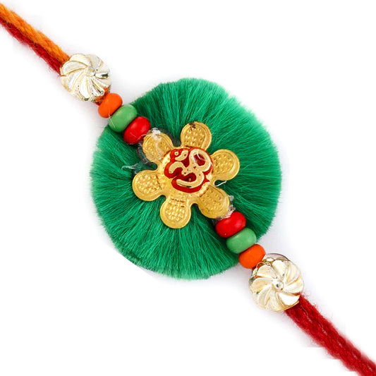 Aapno Rajasthan Lovely Green Resham Base OM Rakhi - Default Title (PRS17122)