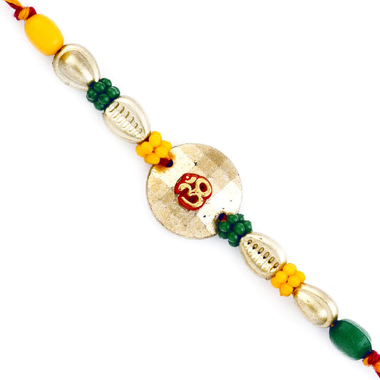 Aapno Rajasthan Om & Colorful Beads Mauli Thread Rakhi - Default Title (PRS1715)