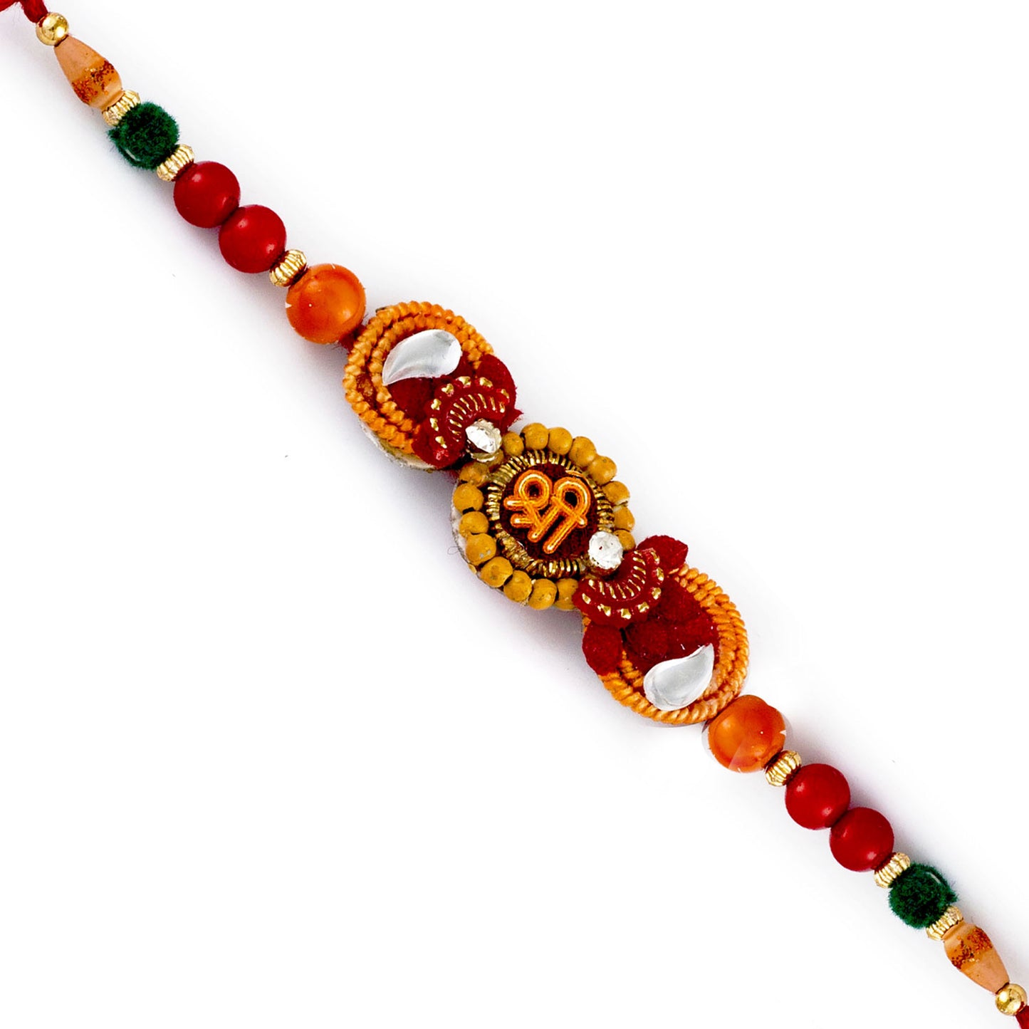 Aapno Rajasthan Multicolor Beads Studded SHREE Motif Rakhi - Default Title (PRS17221)