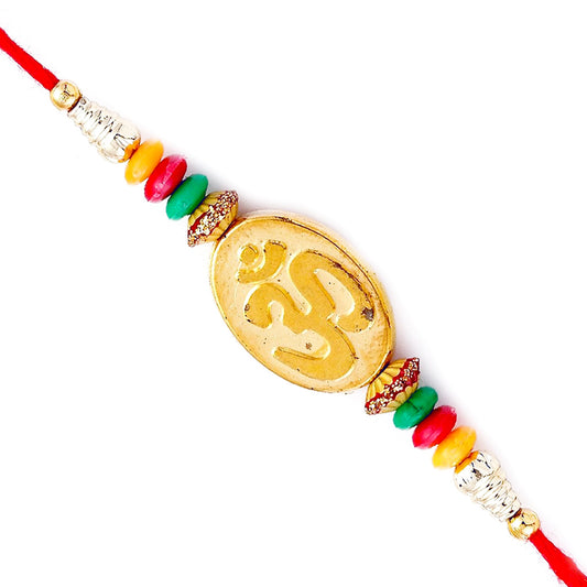 Aapno Rajasthan Mauli Rakhi with Om Motif and Beads - Default Title (PRS1723)