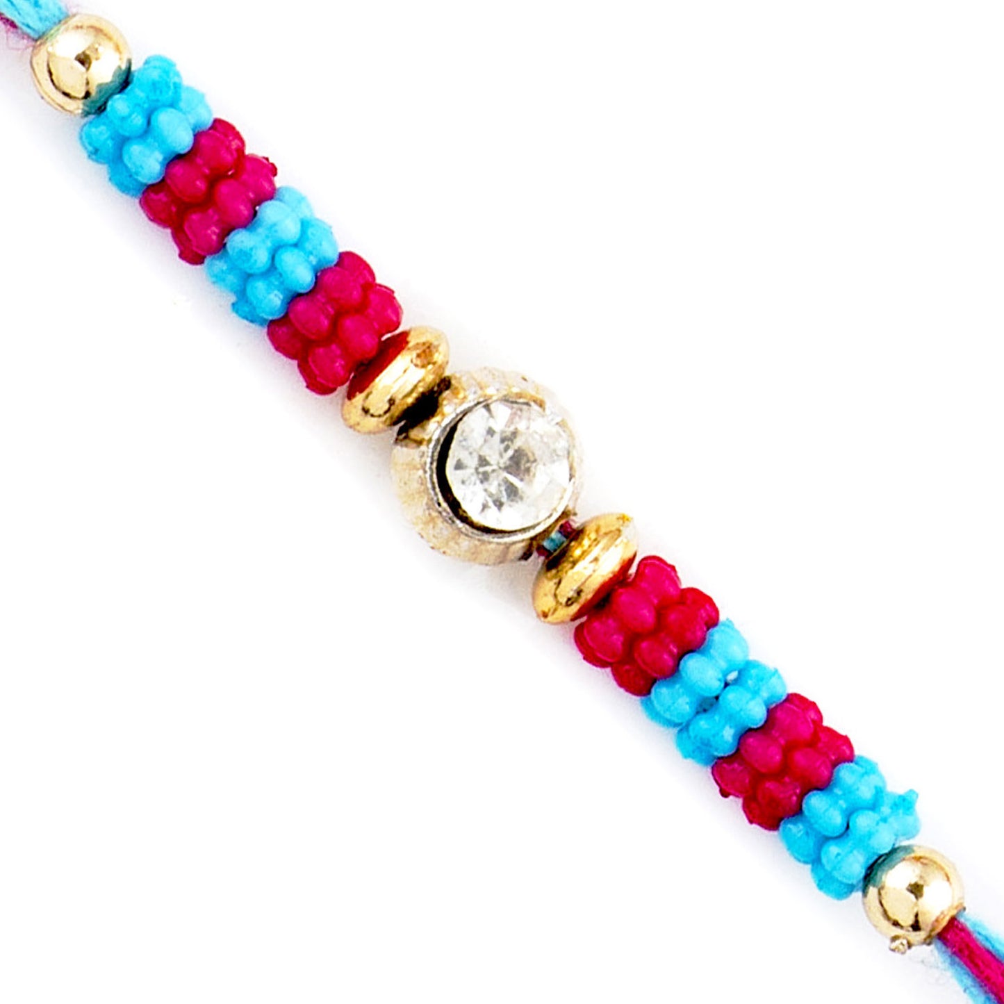 Aapno Rajasthan Blue & Pink Beads Thread Rakhi - Default Title (PRS1737)