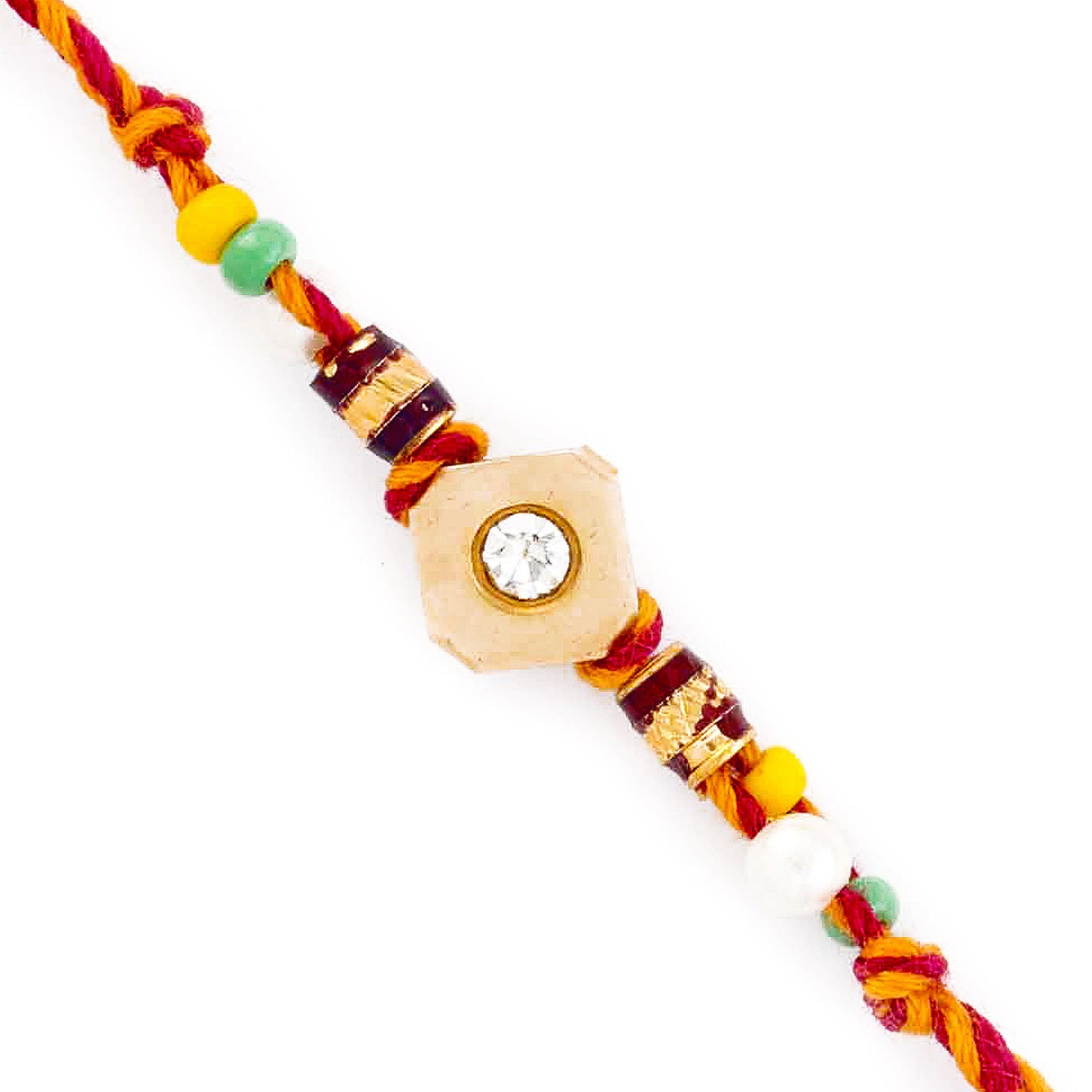 Aapno Rajasthan Square Motif & Colorful Beads Mauli Rakhi - Default Title (PRS1740)