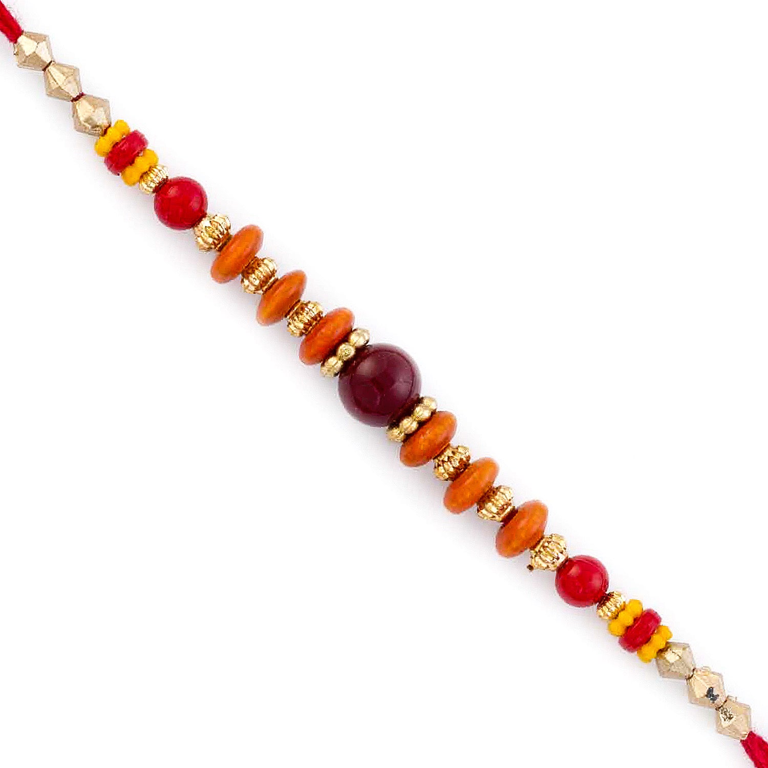 Aapno Rajasthan Purple & Orange Round Bead Thread Rakhi - Default Title (PRS1743)