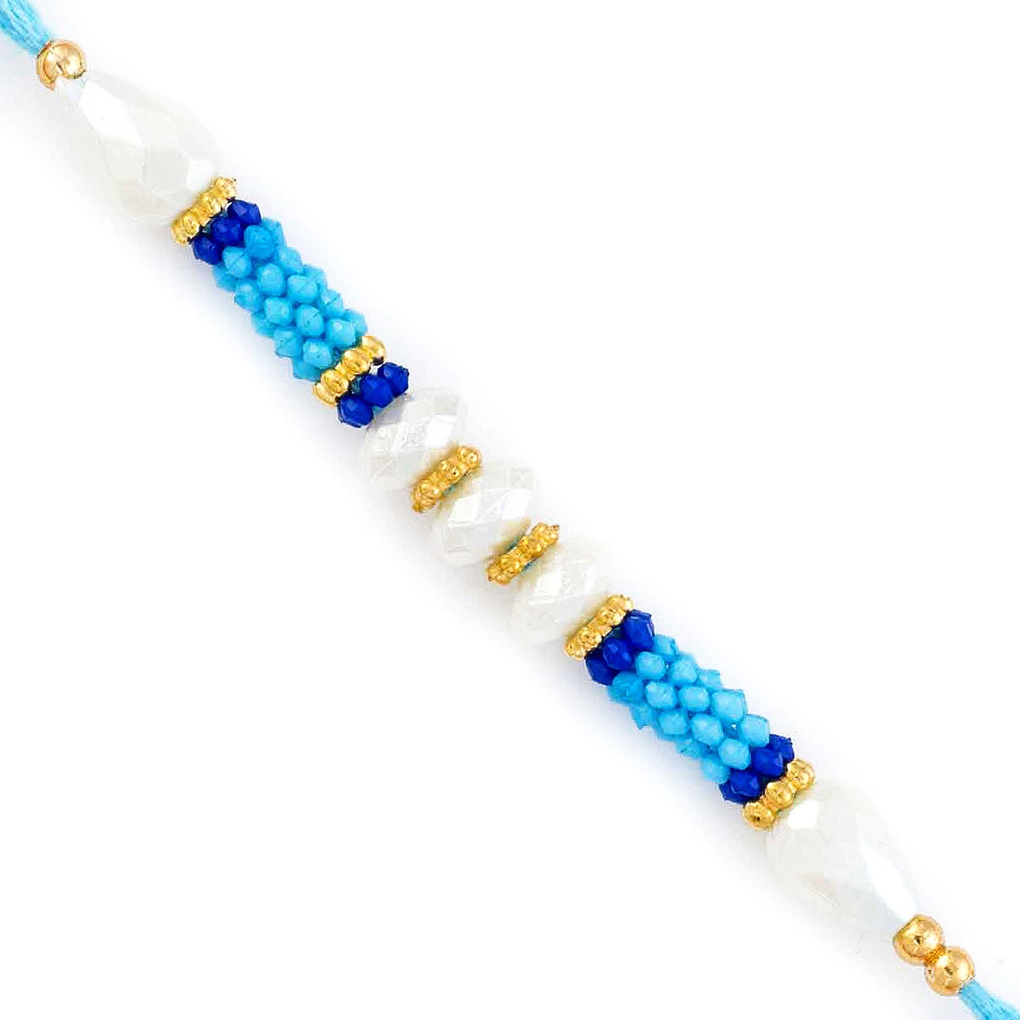 Aapno Rajasthan Elegant Blue & White Beads Rakhi - Default Title (PRS1748)