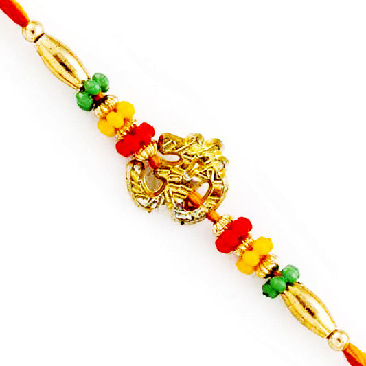 Aapno Rajasthan Charming Multicolor Beads Studded OM Rakhi - Default Title (PRS1750)