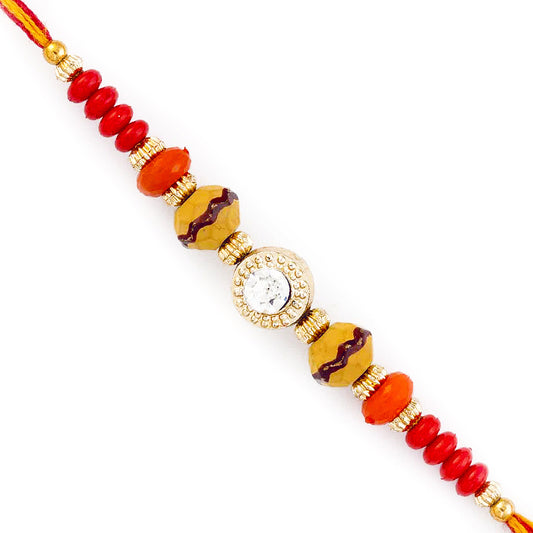 Aapno Rajasthan Crystal Stone Studded Multicolor Beads Thread Rakhi - Default Title (PRS1751)