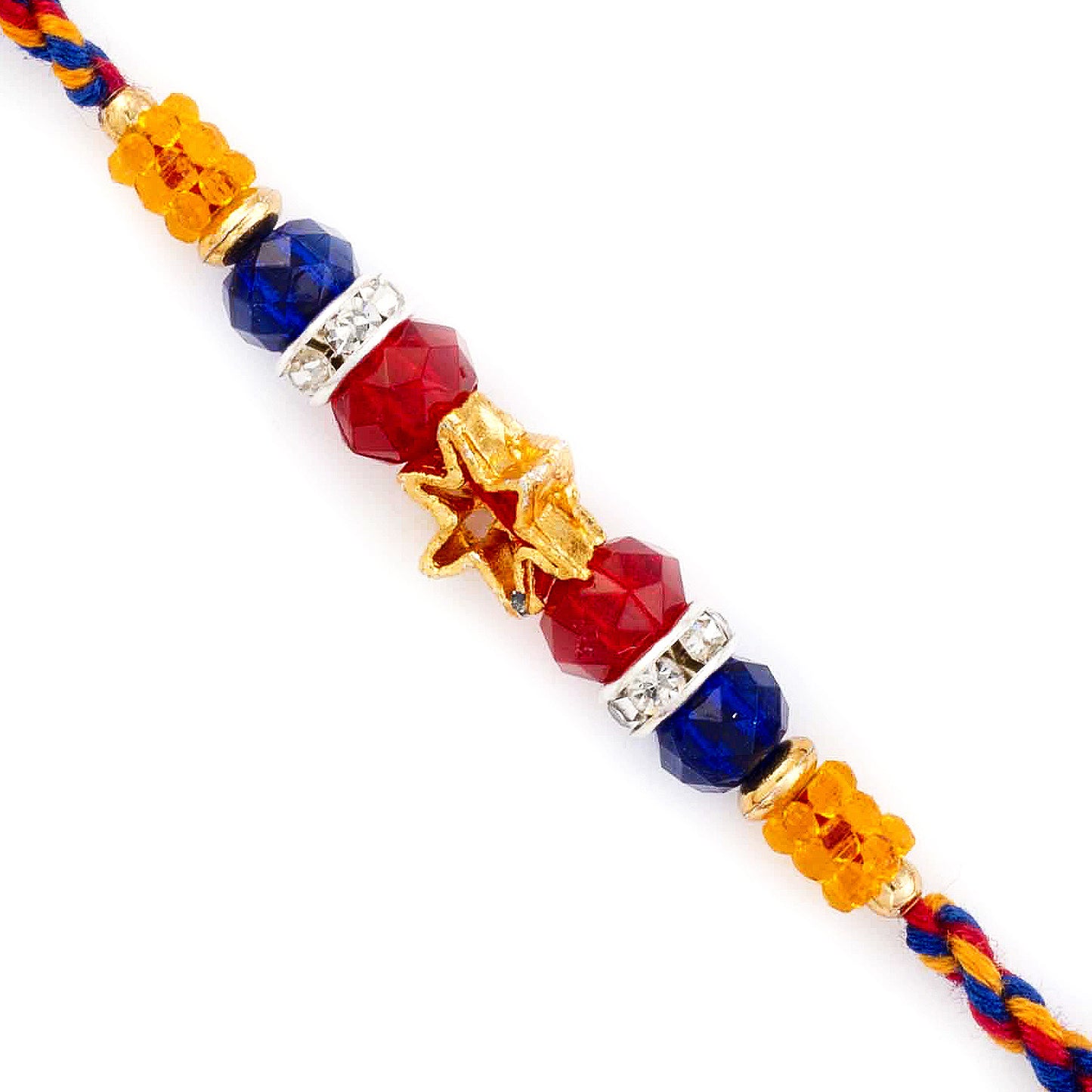 Aapno Rajasthan Golden Star & Colorful Crystal Beads Studded Rakhi - Default Title (PRS1760)