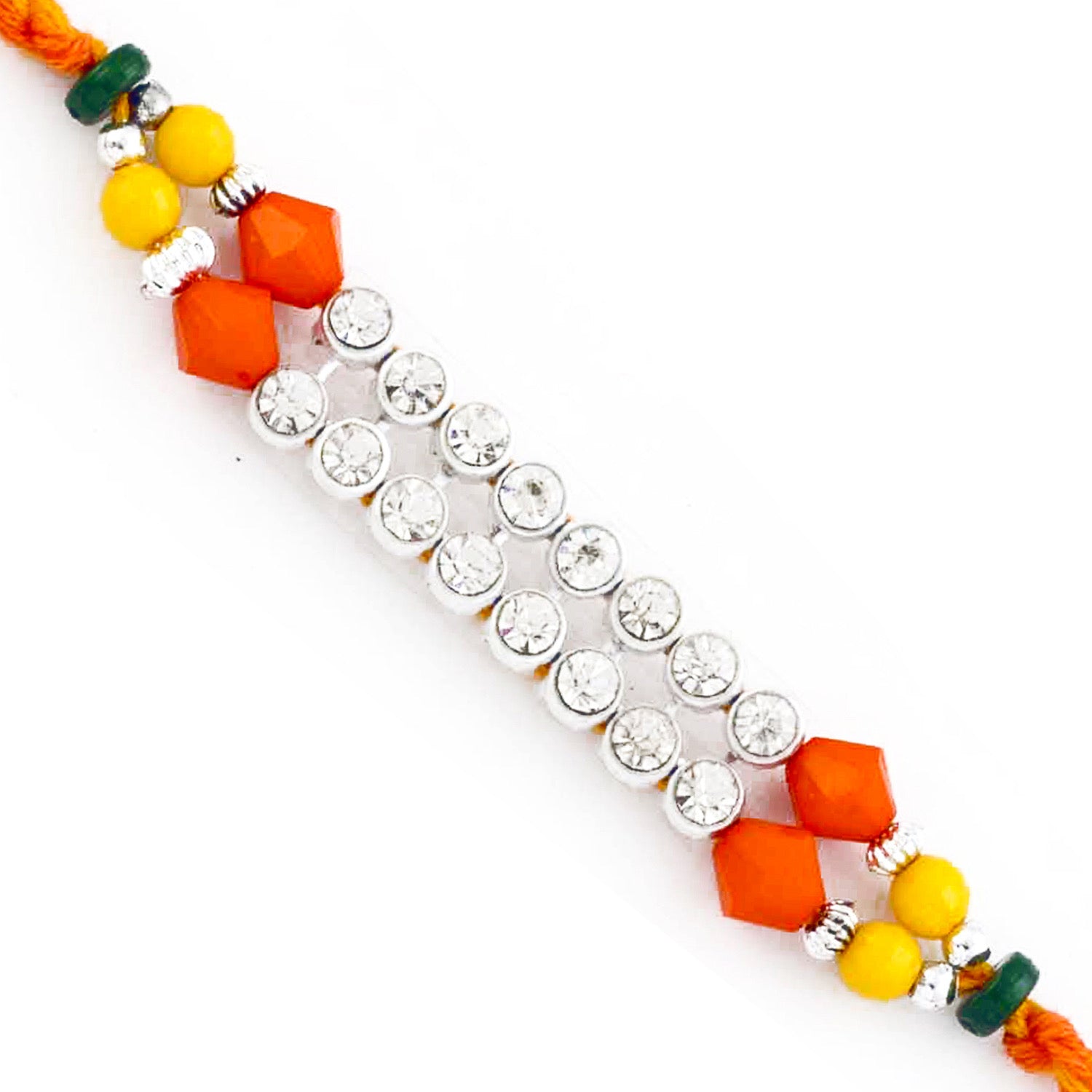 Aapno Rajasthan Wonderful Multicolor Beads & AD Studded Mauli Thread Rakhi - Default Title (PRS1765)