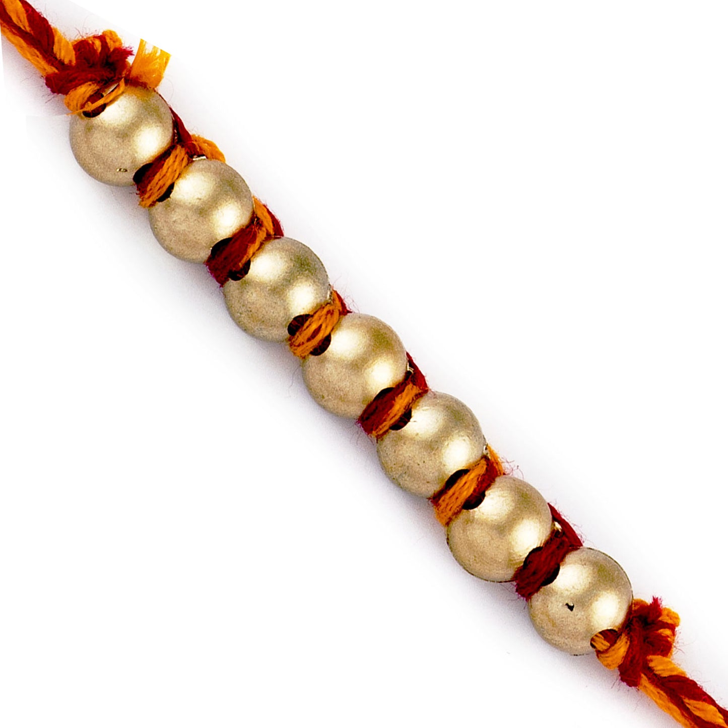 Aapno Rajasthan Golden Circular Beads Mauli Thread Rakhi - Default Title (PRS1784)