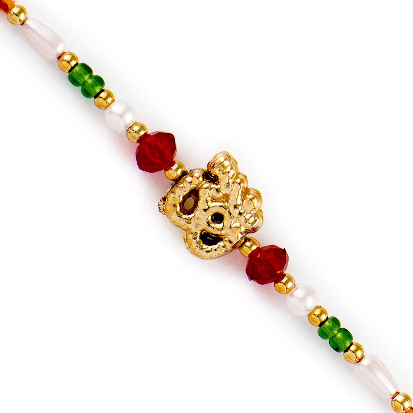 Aapno Rajasthan Om Motif & Colorful Beads Mauli Thread Rakhi - Default Title (PRS1785)