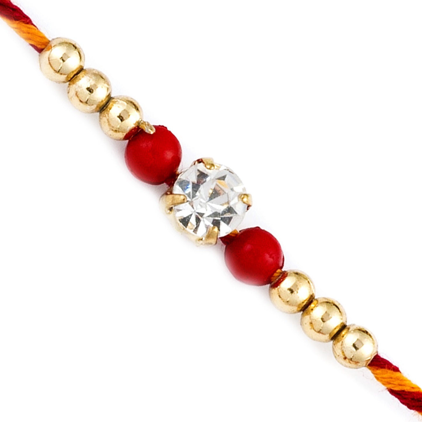 Aapno Rajasthan Red & Golden Beads Mauli Thread Rakhi - Default Title (PRS1788)